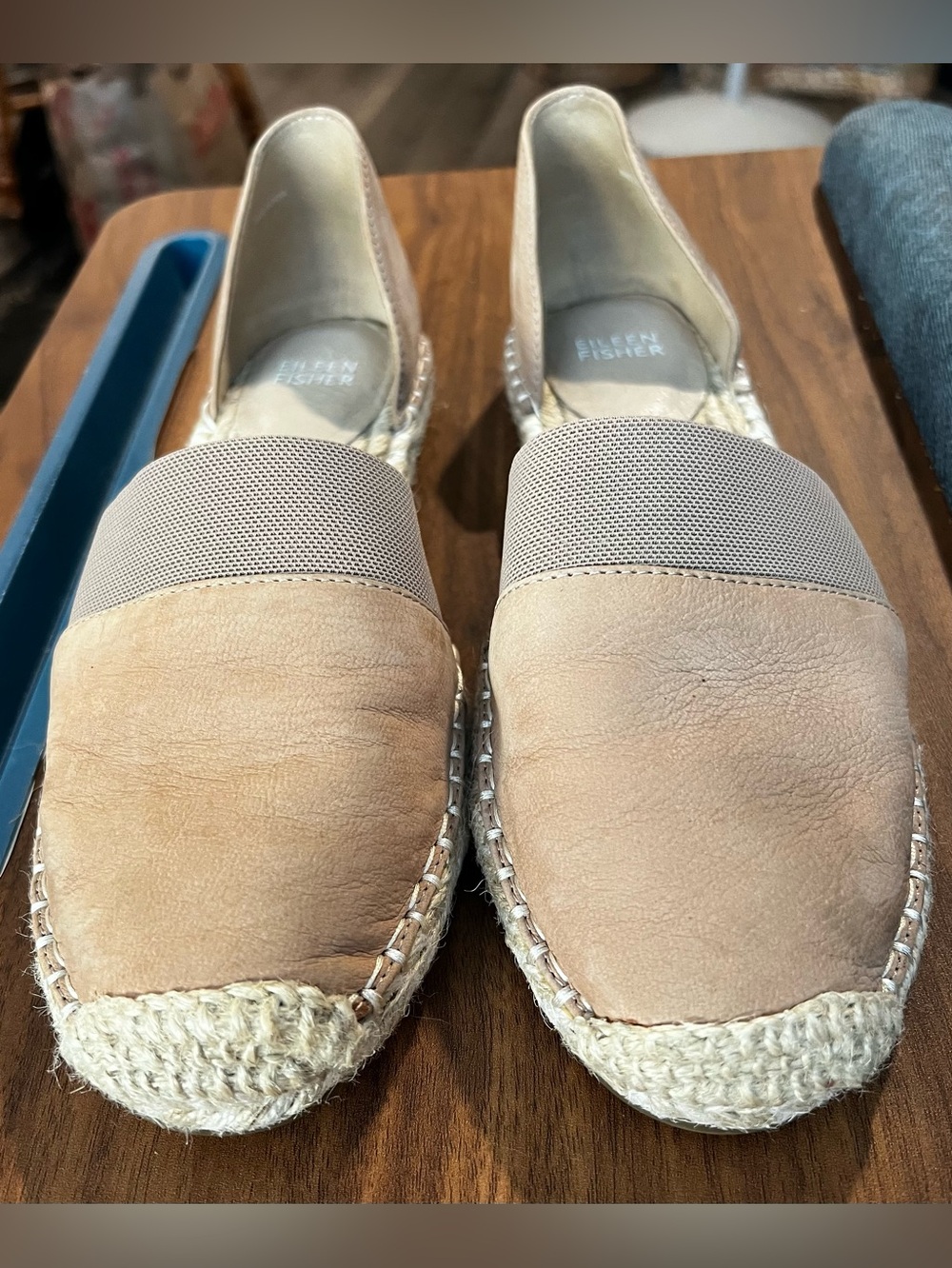 Eileen Fisher Women's 6.5  Lady-Nu d'Orsay Espadrille Shoe Tan Suede Jute Flats